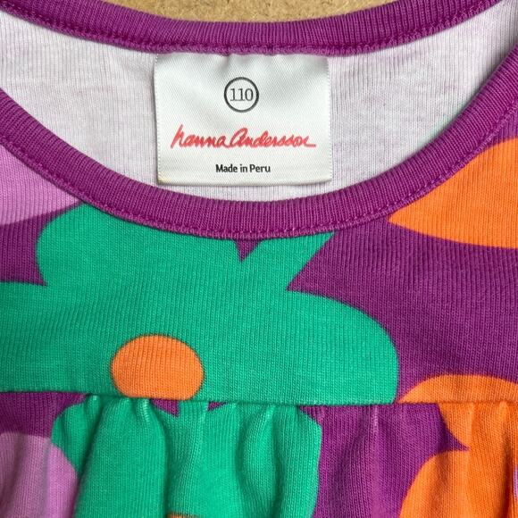 Hanna Andersson Pretty Jersey Knit Flower Dress Girl Size 110 - Picture 2 of 7